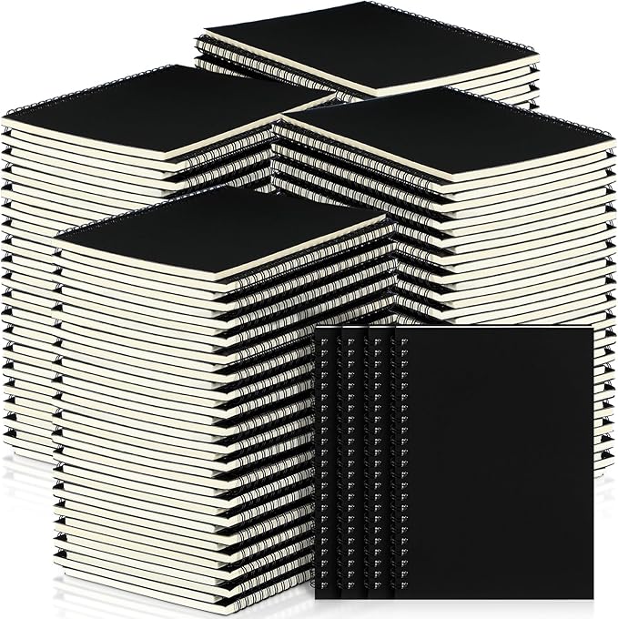 Yahenda 72 Pcs Spiral Notebook Bulk A5 Journal Lined 8.3'' x 5.5'' Writing Composition Paper Small Notepad Subject Notebook for Students Office Business Back to School Supplies (Black)-DeskLoop Office