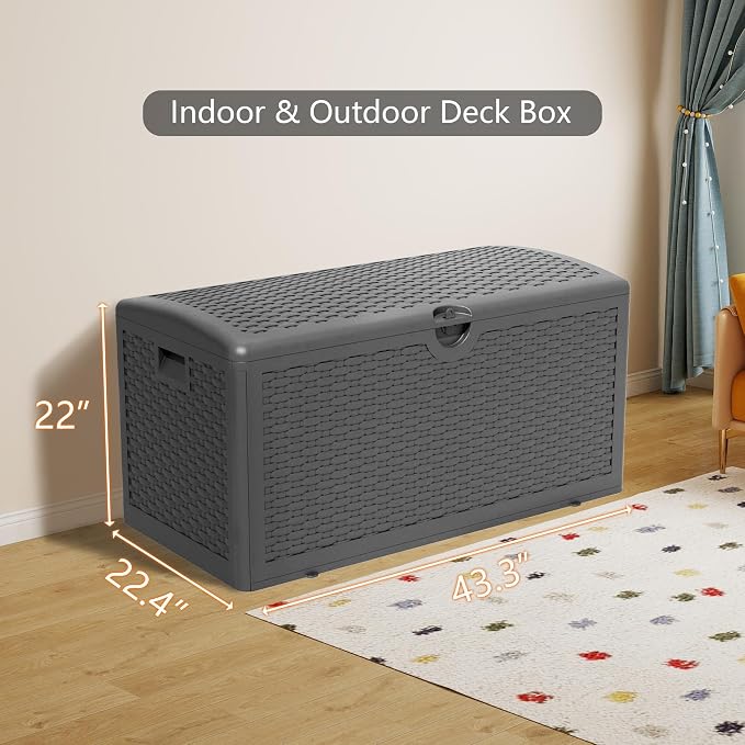 Yardgrace 80 Gallon Pro Resin Deck Box, Waterproof Outdoor Storage Bin - Image 6