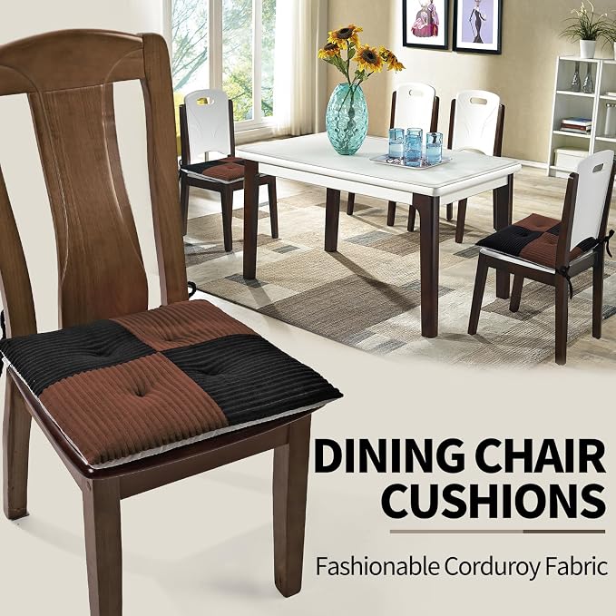 Office Stacking Chair Cushions 4 Pack, Corduroy High Density Foam Kitchen Seat - Image 6