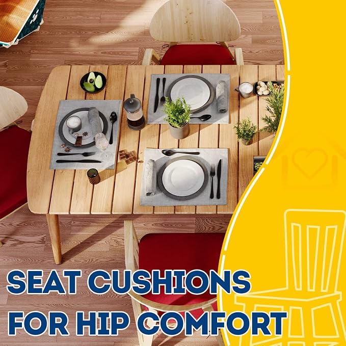 AAAAAcessories D-Shaped Chair Cushions, Machine-Washable Cover, Wine Red - Image 8