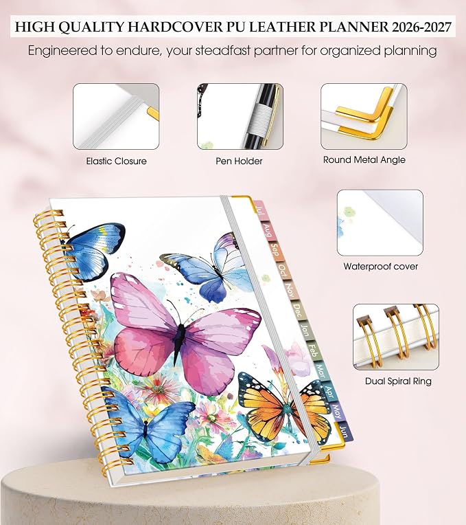 Academic Planner 2026-2027, Hardcover Leather Weekly and Monthly Calendar - Image 4