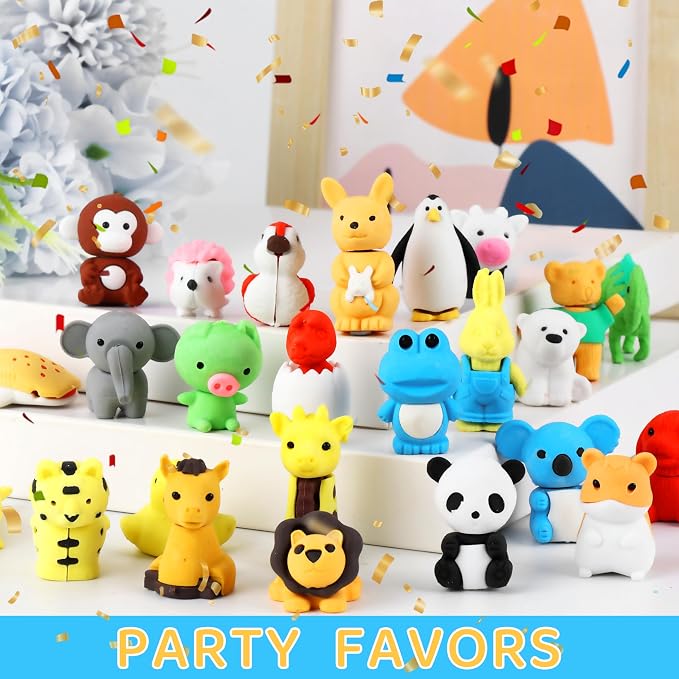 URSKYTOUS 81Pcs Animal Erasers Desk Pets - Image 6
