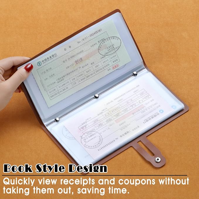 Leather Receipt Organizer, Portable Receipt Holder - Image 4