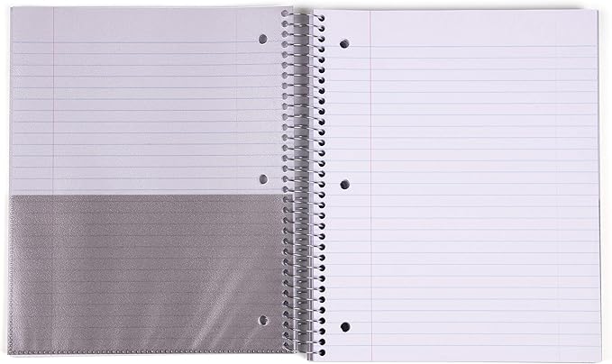 Mintra Office Durable Spiral Notebooks, 5 Subject (Red, Wide Ruled 1pk)