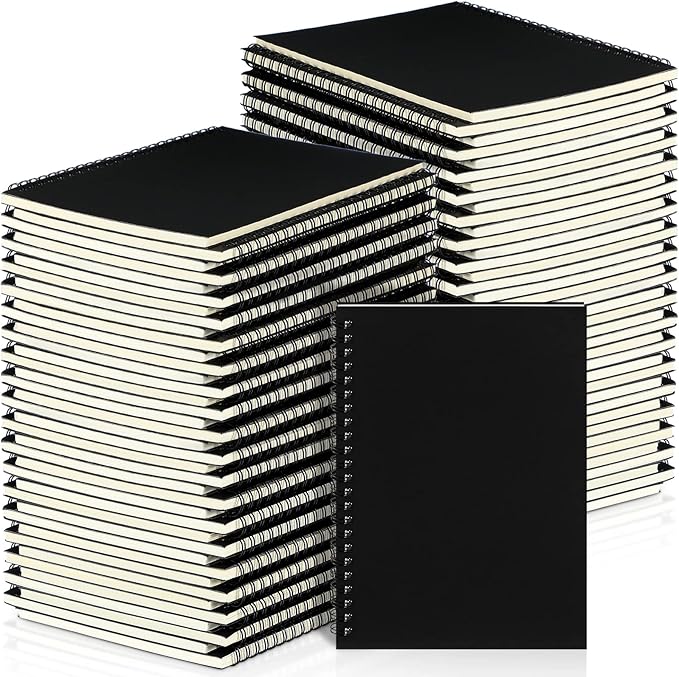 Yahenda 54 Pcs Spiral Notebook Bulk A5 Journal Lined 8.3'' x 5.5'' Writing Composition Paper Small Notepad Subject Notebook for Students Office Business Back to School Supplies (Black)-DeskLoop Office