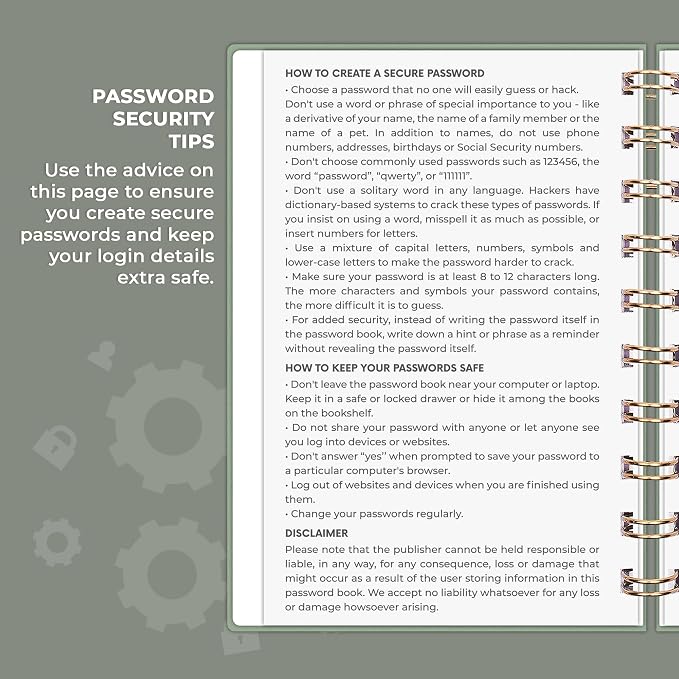 Clever Fox Password Book Spiral – Mini Internet Address & Password Organizer - Image 5