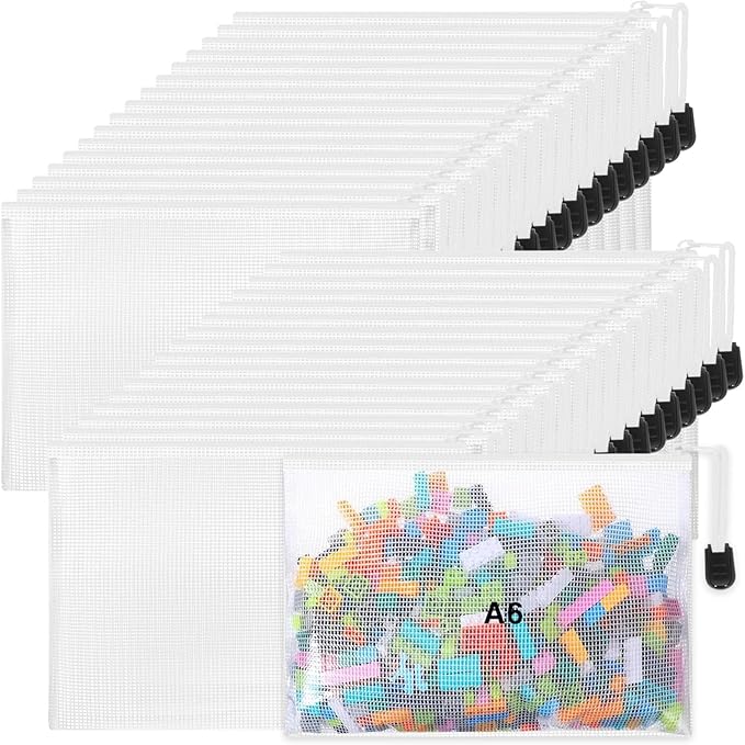 Jetec 32 Pcs Mesh Zipper Bags Toy Storage Bikini Organizer Bag Bolsas Para Guardar Trajes De Baño Waterproof Zipper Reusable Pouch Puzzle Multipurpose for Storage Office(White,7.5 x 5 Inch)-DeskLoop Office