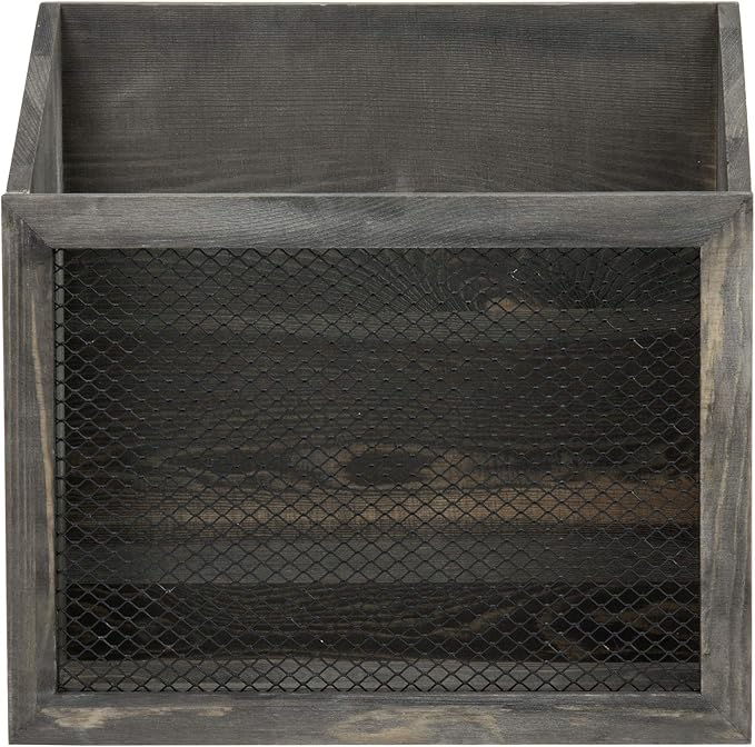 MyGift Rustic Magazine Holder Vintage Gray Wood and Chicken Wire Design Wall Mounted/Tabletop Mail Sorter, Farmhouse Home, Bathroom, Office Magazine Rack-DeskLoop Office