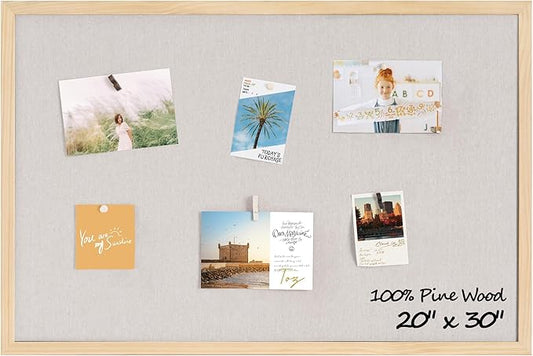 Fun Memories Cork Board Bulletin Board for Office, 20" x 30" Pine Wooden Framed Corkboard, Wall Mounted Notice Pin Board for School Home & Office, Natural Wood-DeskLoop Office