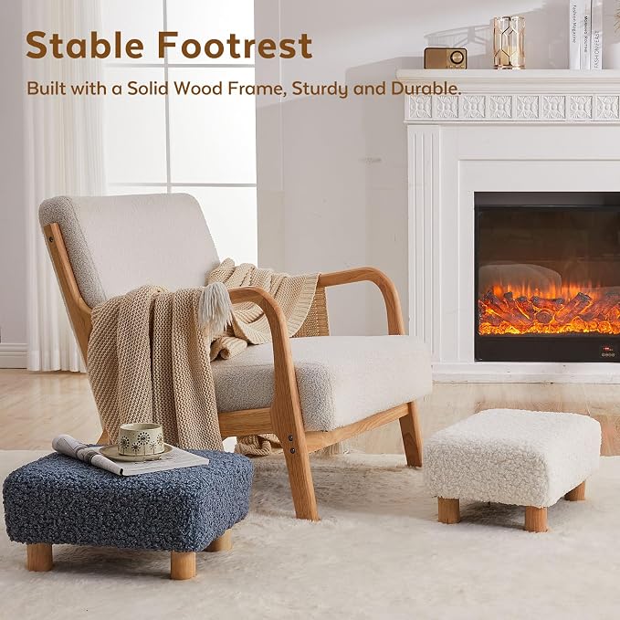 Small Foot Stool Ottoman, Sherpa Footstool Ottoman Foot Rest - Image 7