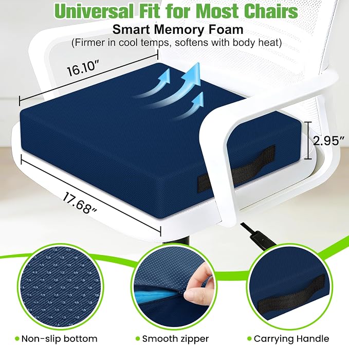Seat Cushion for Office Chairs, Memory Foam Chair Cushion - Image 3
