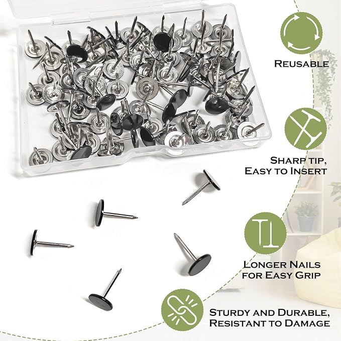 100 Pcs Metal Flat Head Thumb Tacks - Image 3