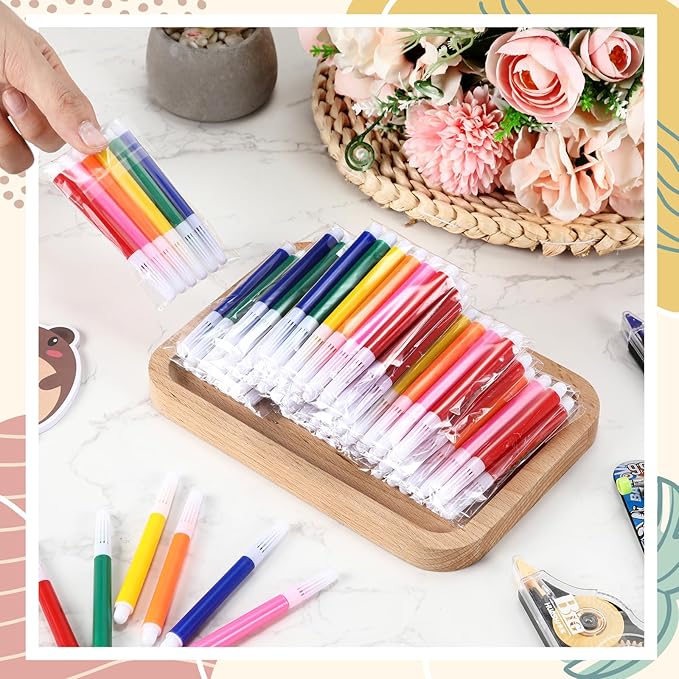 288 Pcs Mini Markers Colored Pen 3.4 Inch Vibrant Colors Portable Short Colored Markers Assorted Multicolor Watercolor Marker Pen for Kids and Adult Glass Office School Supplies (6 Colors)-DeskLoop Office