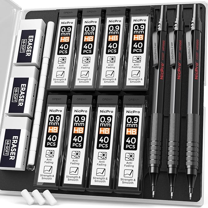 Nicpro 0.9 Metal Mechanical Pencil Set by Nicpro