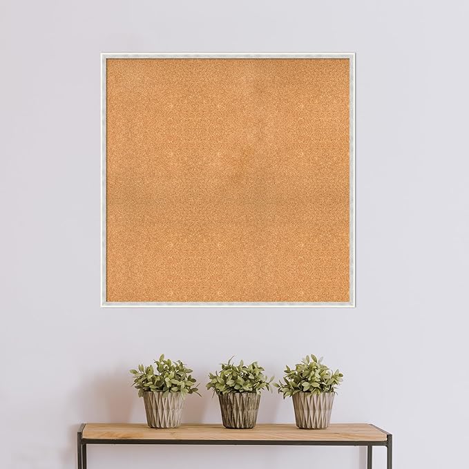 Amanti Art Natural Cork Board for Wall, 37x37 Vision Board with White Frame, Oversize Corkboard Office Decor for Home Organization, Modern Corkboard Pinboard to Display Items for Home Organization in-DeskLoop Office