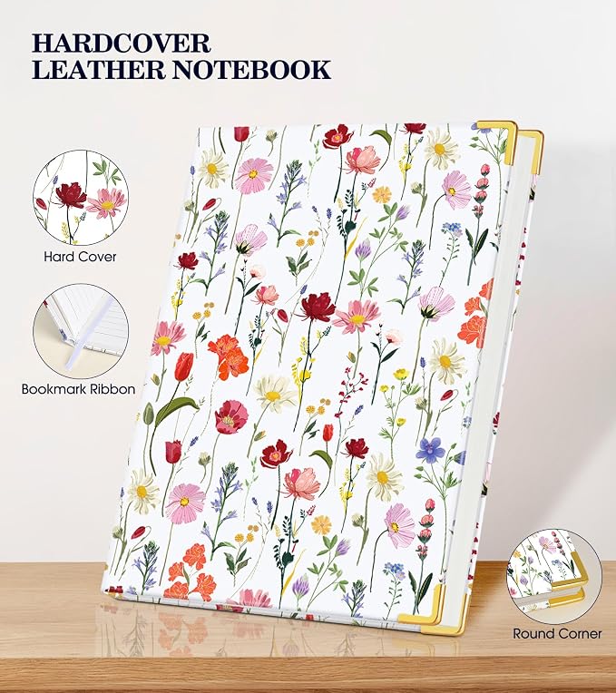 Lined Journal Notebook for Women, A5 Hardcover Leather Journaling Notebooks for - Image 4