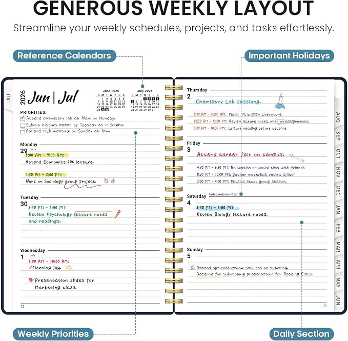 Planner 2026-2027, Academic Year Weekly and Monthly Calender Planner, from Jul - Image 3