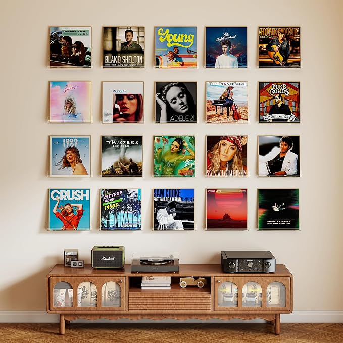 Laurensory 20 Pack Vinyl Record Shelf Wall Mount Shelves, 12 inch Clear Acrylic - Image 5