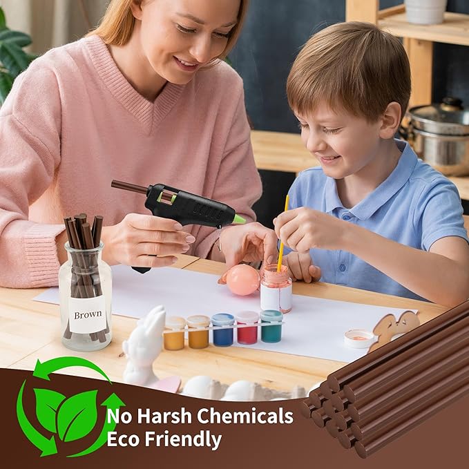 MATUFF Brown hot Glue Sticks Full Size 0.43” Dia x 8” Long, 20 pcs Hot melt Adhesive Glue Sticks, All-Purpose Colored Glue Gun Sticks for DIY Brown Crafting Arts and Home Decoration Repair Bonding-DeskLoop Office