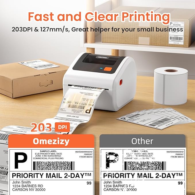 Bluetooth Thermal Shipping Label Printer - D450BT Thermal Label Printer 4x6 for Small Business & Shipping Packages, Compatible with iPhone, Android, iPad, Windows, macOS, Chrome, USPS, Amazon-DeskLoop Office