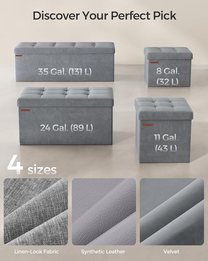 SONGMICS Storage Ottoman, Foldable Small Ottoman Foot Rest, 12.2 x 16.1 Inches - Image 6