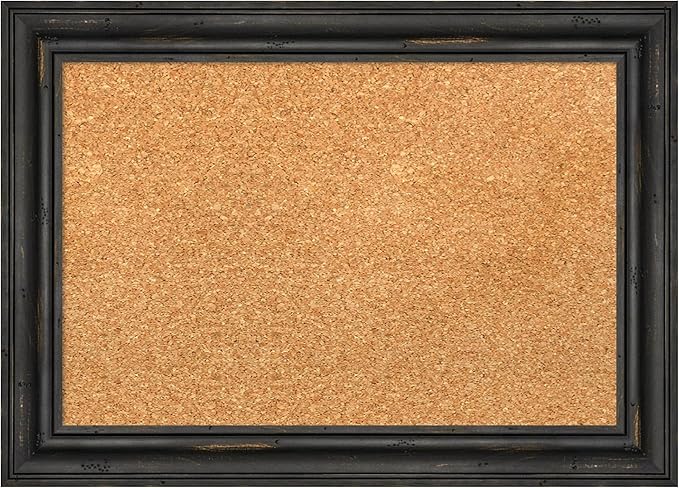 Amanti Art Natural Cork Board for Wall, 15x21 Vision Board with Black Wood Frame, Small Corkboard Office Decor for Home Organization, Country Rustic Corkboard Pinboard to Display Items for Home-DeskLoop Office