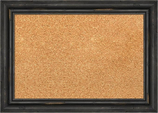 Amanti Art Natural Cork Board for Wall, 15x21 Vision Board with Black Wood Frame, Small Corkboard Office Decor for Home Organization, Country Rustic Corkboard Pinboard to Display Items for Home-DeskLoop Office