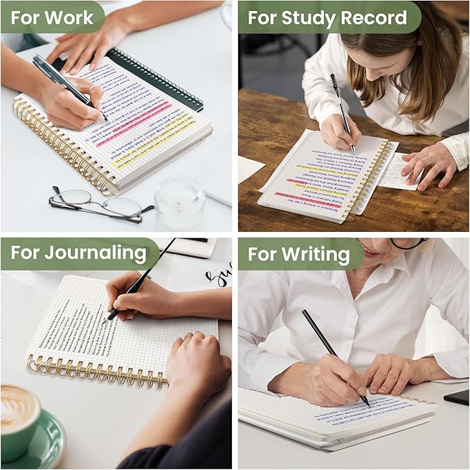 Spiral Graph Paper Notebook Journal for Work, 300 Pages, Thick B5 (7.1"x10") Grid Journals for Women & Writing, Hardcover Notebook for Note Taking, Perfect for Work School Note Taking Business, Green-DeskLoop Office