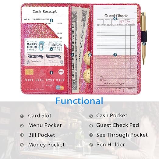 ACdream Server Books for Waitress, Guest Book Note Pad, Cute Pocket Leather - Image 3