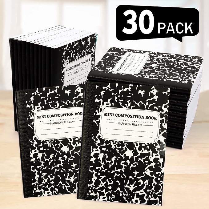 feela Mini Composition Notebook, Cute 30 Pack Black Narrow Ruled Mini - Image 4