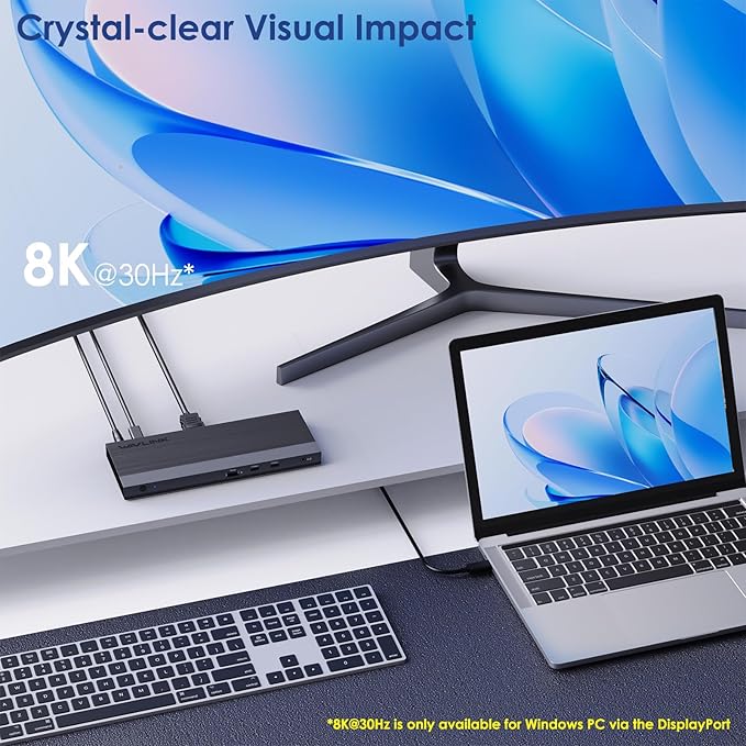 WAVLINK USB C Docking Station Dual Monitor Triple Display USB Type C to Dual HDMI Dock, 2 HDMI, DisplayPort, 100W PD3.0 for Laptop, Ethernet, 4 USB 3.0, 2 USB C, Audio-DeskLoop Office