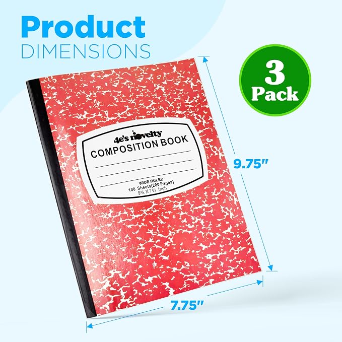 4E's Novelty Wide Ruled Composition Notebooks - Image 3
