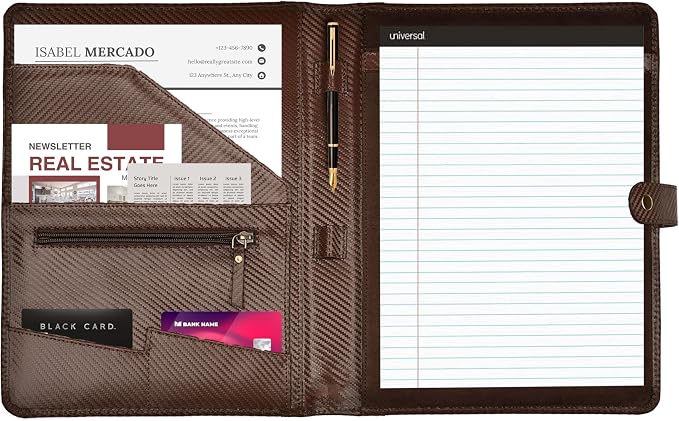 LEATHER VILLAGE Portfolio Professional Organizer– Carbon Fiber Genuine Leather - Image 2