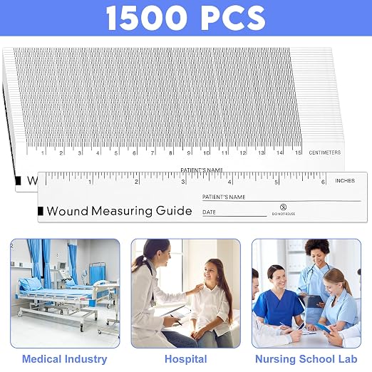 1500 Pcs Wound Ruler 6 Inch Wound Measuring Tape Paper Guide Ruler Double Sided - Image 2