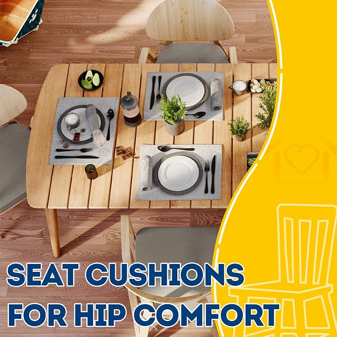 AAAAAcessories D-Shaped Chair Cushions, Machine-Washable Cover, Khaki Gray - Image 8