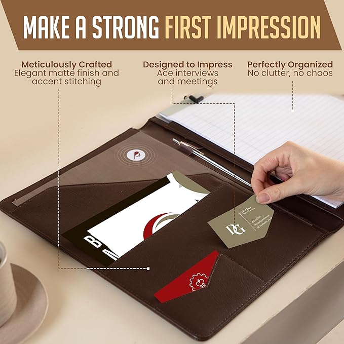 STYLIO Padfolio Folder with Removable Clipboard | Walnut Color| Portfolio - Image 2
