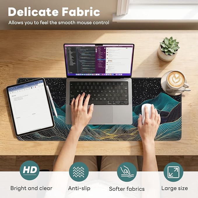 Desk Mat, Big Desk Pad, 31.5x11.8 Inches Extended Big Gaming Mouse Pad - Image 2