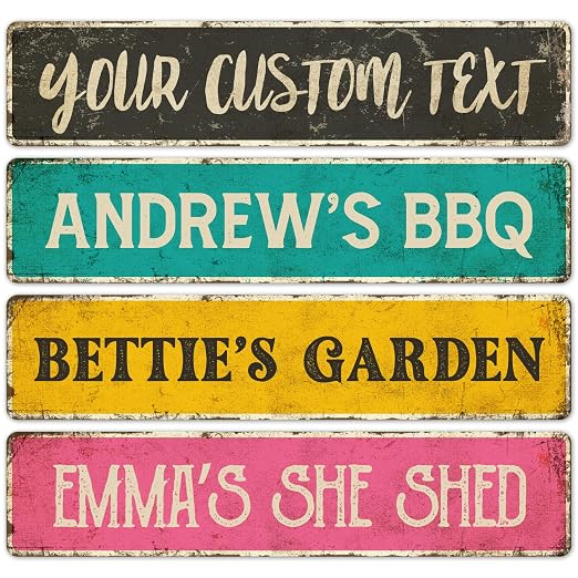 Custom Rustic Sign, Personalized Decor Street Signs Gift, 32x8 Inches, Fade by SigoSigns