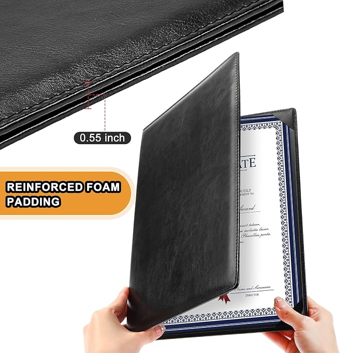 Tenare 20 Pcs Black Leather Certificate Holder 8.5 x 11 PU Phd Bachelor Master - Image 4