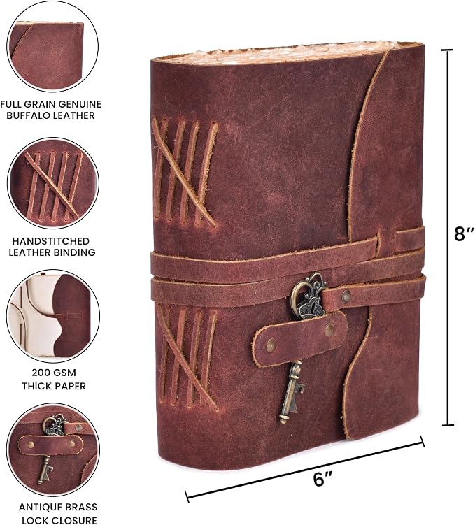 LEATHER VILLAGE Vintage Leather Journal – 200 Handmade Vintage Deckle Edge - Image 5