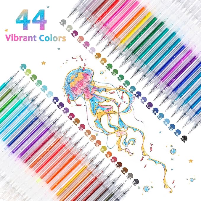 LET'S RESIN PAINT Glitter Gel Pens, 44 Metallic Sparkly Colors Glitter Pen - Image 2