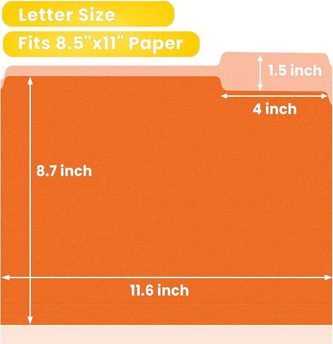 SUNEE File Folders, 120 Pack Manilla Folders 8.5 x 11, 1/3 Cut Tab - Image 2