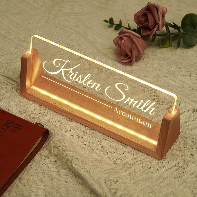 Custom Name Plate for Desk, Personalized Light Up Acrylic Desk Name Plate - Image 3