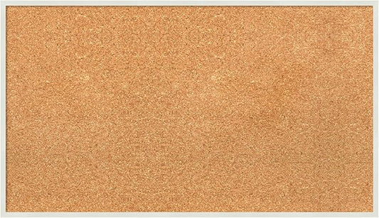 Amanti Art Natural Cork Board for Wall, 17x29 Vision Board with White Frame, Medium Corkboard Office Decor for Home Organization, Modern Corkboard Pinboard to Display Items for Home Organization in-DeskLoop Office