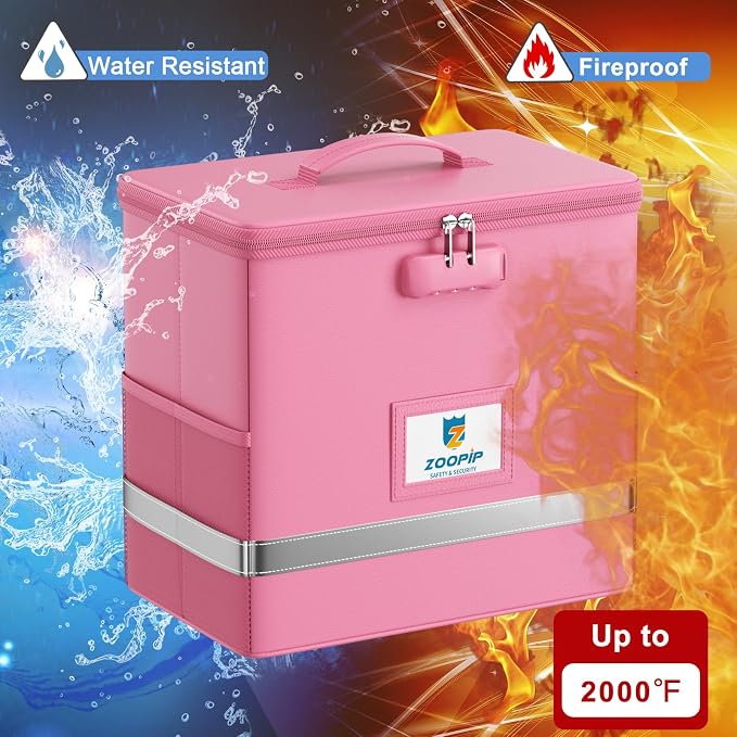 Fireproof File Box with Lock, Document Box Storage Organizer, Suitable - Image 2