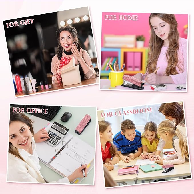 Yexiya Pink Sparkle Bling Stapler - Image 5