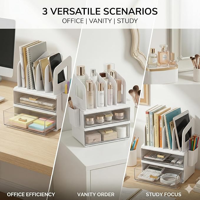 CiWiVOKi Desk Organizer with 4 File Slots and 2 Drawers, notebooks and office - Image 7