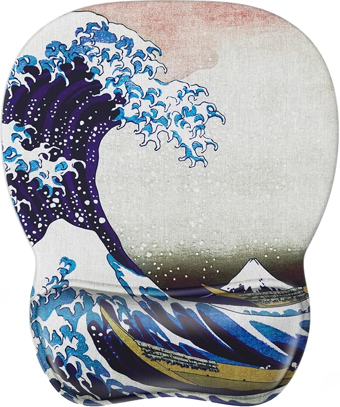 MROCO Ergonomic Mouse Pad with Gel Wrist Rest, 9.4 x 8.1 in, Great Wave | by MROCO