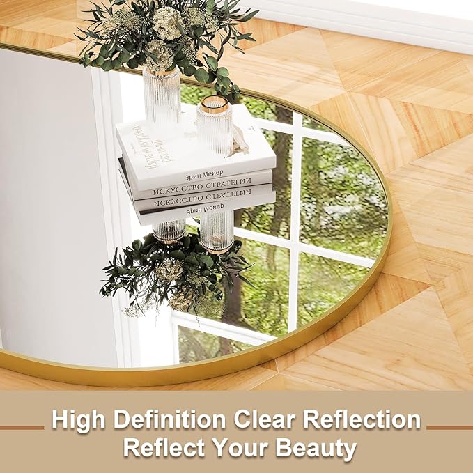 HARRITPURE 28" x 71" Full Length Mirror - Aluminum Alloy Frame Full Body Mirror - Gold Extra Large Floor Mirrors for Bedroom, Living Room, Bathroom-DeskLoop Office