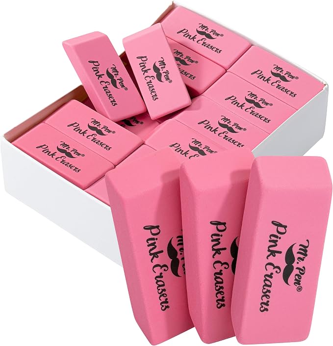 Mr. Pen- Pink Pencil Eraser Bulk, 48 Pack | Large Latex Free Block Erasers - Image 8